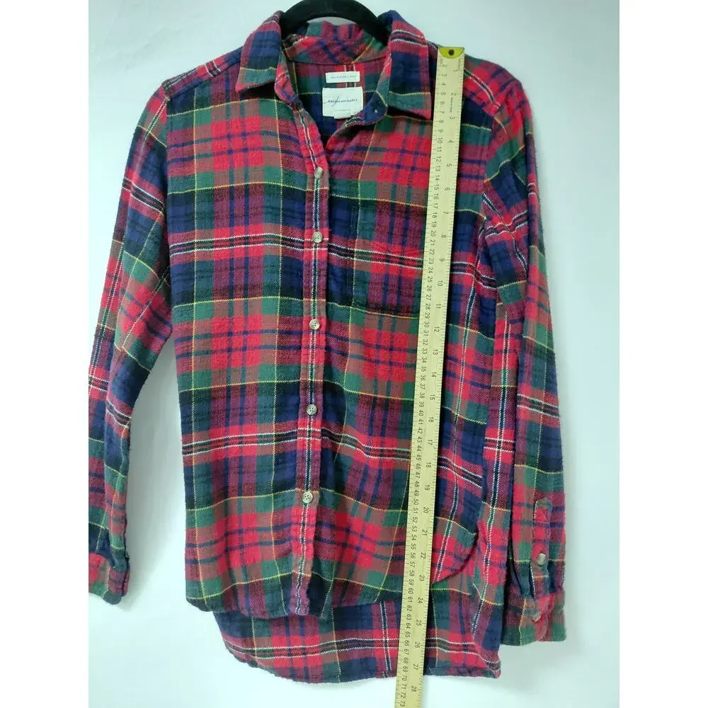 American Eagle Boyfriend Red Plaid Button-Up Shirt Women Size XS